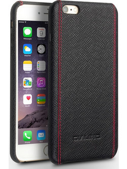 Θήκη iPhone 6Plus/ 6sPlus leather case QIALINO Taiga leather pattern -black red MPS10916