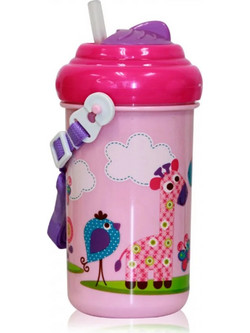 Lorelli Toddler Zoo Παιδικό Μπουκάλι Πλαστικό BPA Free με Καλαμάκι Ροζ 360ml