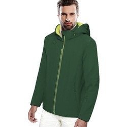 Ανδρικό Αδιάβροχο Αντιανεμικό Softshell Τζάκετ με Κουκούλα - Πράσινο / Κίτρινο