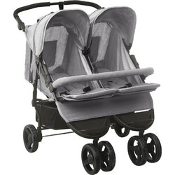 vidaXL Καρότσι για Δίδυμα Grey 10241