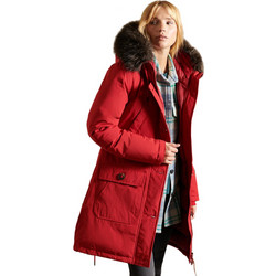 Superdry New Rookie Γυναικείο Μπουφάν Χειμωνιάτικο Παρκά Μακρύ Κόκκινο W5011037A-5OL