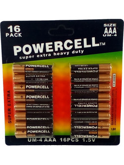 16 ΜΠΑΤΑΡΙΕΣ POWERCELL ΑΑΑ SUPER EXTRA ΔΙΑΡΚΕΙΑ