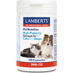 Lamberts Pet Nutrition High Potency Omega 3s Ιχθυέλαιο Σκύλου & Γάτας 120 Κάψουλες