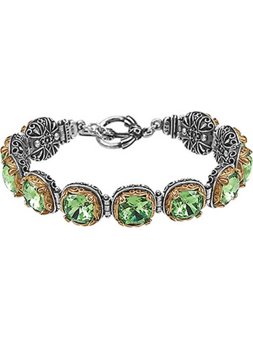 Βραχιόλι Anastasios Creations ασήμι 925 με πράσινα Swarovski 8x8mm FB552