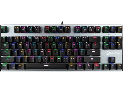 Meetion MK04 Μηχανικό Gaming Πληκτρολόγιο TenKeyLess με Custom Blue Διακόπτες RGB Silver