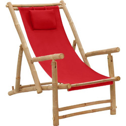 Σεζλόνγκ Bamboo με Μπράτσα & Κόκκινο Ύφασμα 318597