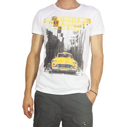 Ανδρικό λευκό t-shirt These streets will make you feel new sub-22192-wh