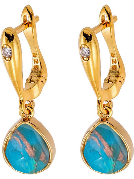 Σκουλαρίκια Anastasios Creations χρυσό ασήμι 925 με αζουρίτη 8x10mm FSK416