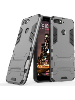 Θήκη Κινητού BBR Iron Αντικραδασμική (Armor - Shockproof ) με ενσωματωμένη βάση στήριξης (Kickstand ) για HONOR 7C GRAY