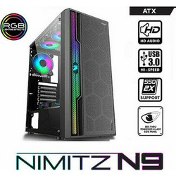 Armaggeddon Nimitz N9 Black Gaming Midi Tower Κουτί Υπολογιστή με Πλαϊνό Παράθυρο