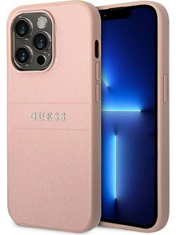 Guess Saffiano Strap Back Cover Pink (iPhone 14 Pro)