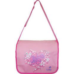 Paxos Lois Heart Flower Σχολική Τσάντα Ώμου Γυμνασίου - Λυκείου Ροζ 155208