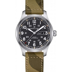 Hamilton Khaki Field Ανδρικό Ρολόι Αυτόματο με Χακί Υφασμάτινο Λουράκι H70535031