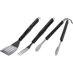 Εργαλεία Barbeque Από Ατσάλι Με Μαύρη Λαβή Σετ 3 Τεμαχίων