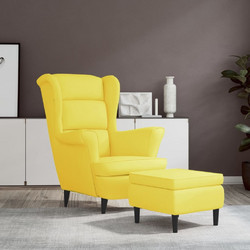 vidaXL Μπερζέρα με Υποπόδιο Βελούδινη Κίτρινη 3115938