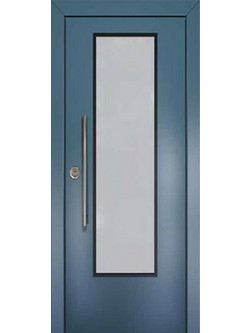 Θωρακισμένη πόρτα με επένδυση αλουμινίου και τζάμι S.N.S. 1006 - RAL 5023