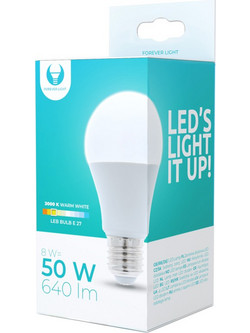 Forever Light Λάμπα LED για Ντουί E27 και σχήμα A60 8W 230V 3000K 640lm