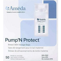 Ameda Pump N' Protect Σακουλάκια Αποθήκευσης Μητρικού Γάλακτος 180ml 50τμχ