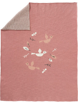 Fresk Birds Κουβέρτα Αγκαλιάς Πλεκτή 80x100 Ροζ