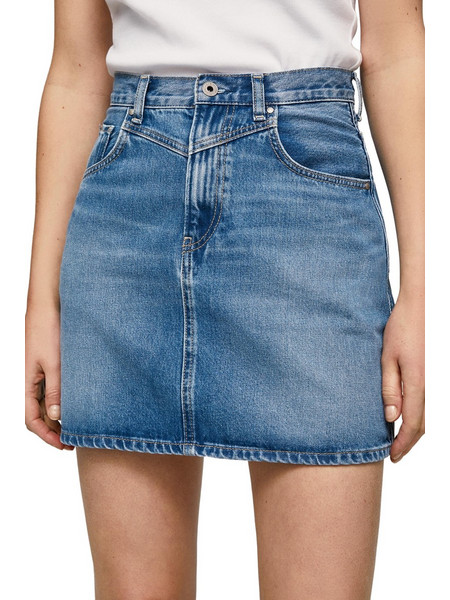 Pepe Jeans Rachel Μίνι Φούστα Τζιν Ψηλόμεση Pencil Μπλε PL900979HQ6