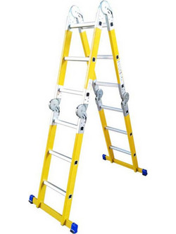 Fiberglass Πολυμορφική Σκάλα Αλουμινίου 4x3 με Μέγιστο Ύψος 3.69m Κωδικός: 7612-F