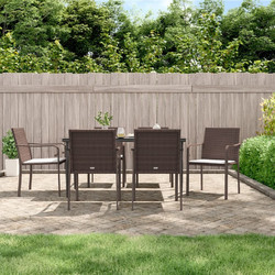 vidaXL Σετ Τραπεζαρία Κήπου Rattan 7τμχ Καφέ 3186946