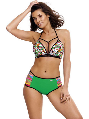 Marko Bkini Set Bikini Set Τριγωνάκι με Ενίσχυση Ψηλόμεσο Πράσινο Πολύχρωμο M-504-128742