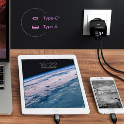 Icy Box PS106 Φορτιστής Χωρίς Καλώδιο με Θύρα USB-A & USB-C 38W Power Delivery Black