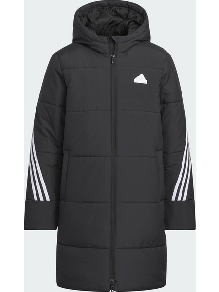 Adidas Αθλητικό Παιδικό Μπουφάν Χειμωνιάτικο Puffer Μαύρο 3-Stripes IL6088