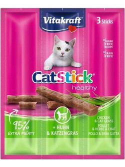 Vitakraft CatStick with Chicken & Cat Grass 3x18gr