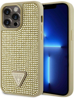 Guess Rhinestones Triangle Back Cover Gold (iPhone 14 Pro Max)