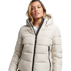 Superdry Γυναικείο Μπουφάν Χειμωνιάτικο Puffer Κοντό Εκρού W5011630A-CQ4