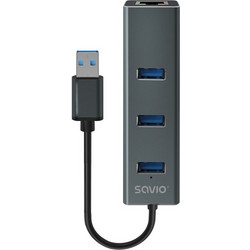SAVIO AK-58 USB Hub 3.0 USB-A με 4 Θύρες USB-A / Ethernet