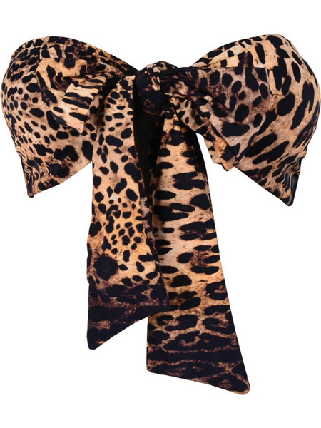Rock Club Bikini Top Strapless Animal Print Καφέ BP-2210