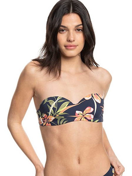 Roxy Bikini Top Strapless Floral Navy Μπλε ERJX305032-BSP6