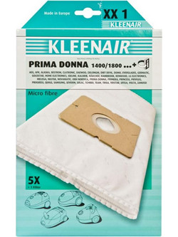Kleenair Prima Donna XX-1 Σακούλες Σκούπας 5τμχ Συμβατές με Σκούπα AEG / Bomann / Clatronic / Dirt Devil / Delonghi / Hoover / Karcher / Nilfisk / Princess / Samsung / Severin / Tristar / Ufesa / Zanussi