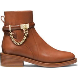 Michael Kors Hamilton Γυναικεία Μποτάκια Αστραγάλου Δερμάτινα Ταμπά με Χοντρό Χαμηλό Τακούνι 40F3HAME5L-230