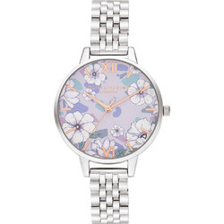 Olivia Burton Groovy Blooms Γυναικείο Ρολόι με Ασημί Μεταλλικό Μπρασελέ OB16AN05