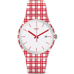 Swatch Γυναικείο Ρολόι με Λευκό Κόκκινο Καουτσούκ Λουράκι SUOW401