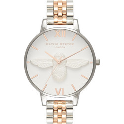 Olivia Burton 3D Bee Γυναικείο Ρολόι με Ασημί Χρυσό Μεταλλικό Μπρασελέ OB16AM156