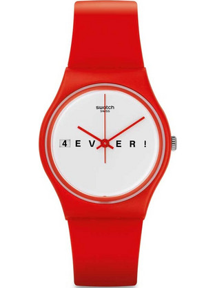 Swatch Γυναικείο Ρολόι με Κόκκινο Καουτσούκ Λουράκι GR404
