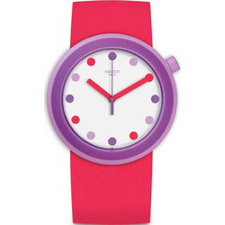 Swatch Popalicious Γυναικείο Ρολόι με Φούξια Καουτσούκ Λουράκι PNP100