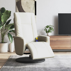vidaXL Πολυθρόνα Μασάζ με Υποπόδιο Περιστρεφόμενη Ανακλινόμενη Δερματίνη Λευκή 356513