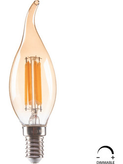 ΛΑΜΠΤΗΡΑΣ FB94047.02 ΣΤΥΛ ΦΛΟΓΑ LED FILAMENT 6W E14 3000K GOLD DIMMABLE