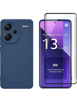 Redshield Xiaomi Redmi Note 13 Pro+ 5G Silicone Blue & 3D Curved Full Face Tempered Glass Θήκη Κινητού & Προστατευτικό Οθόνης