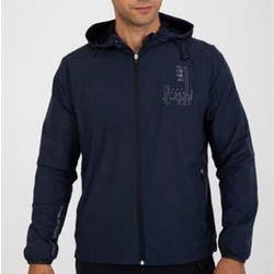 Marathon Sportswear Αδιάβροχο με κουκούλα. ΣΚΟΥΡΟ ΜΠΛΕ - ΓΚΡΙ-MMAW2121006RCT039