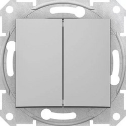 Schneider Electric Sedna Χωνευτός Διακόπτης Τοίχου χωρίς Πλαίσιο και Δύο Πλήκτρα Aluminium Γκρι SDN0300160