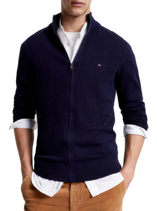 Tommy Hilfiger Ανδρική Ζακέτα Πλεκτή με Φερμουάρ Navy Μπλε MW0MW28050-DW5