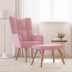 vidaXL Πολυθρόνα Relax με Υποπόδιο Βελούδινη Ροζ 328066
