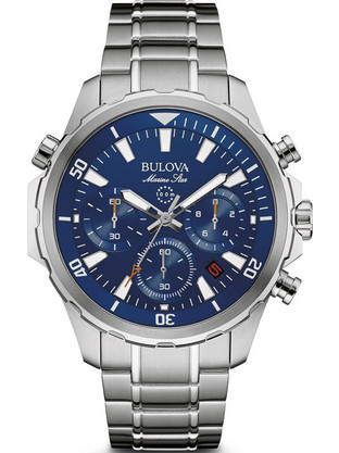 Bulova Marine Star Ανδρικό Ρολόι Χρονογράφος με Ασημί Μεταλλικό Μπρασελέ 96B256